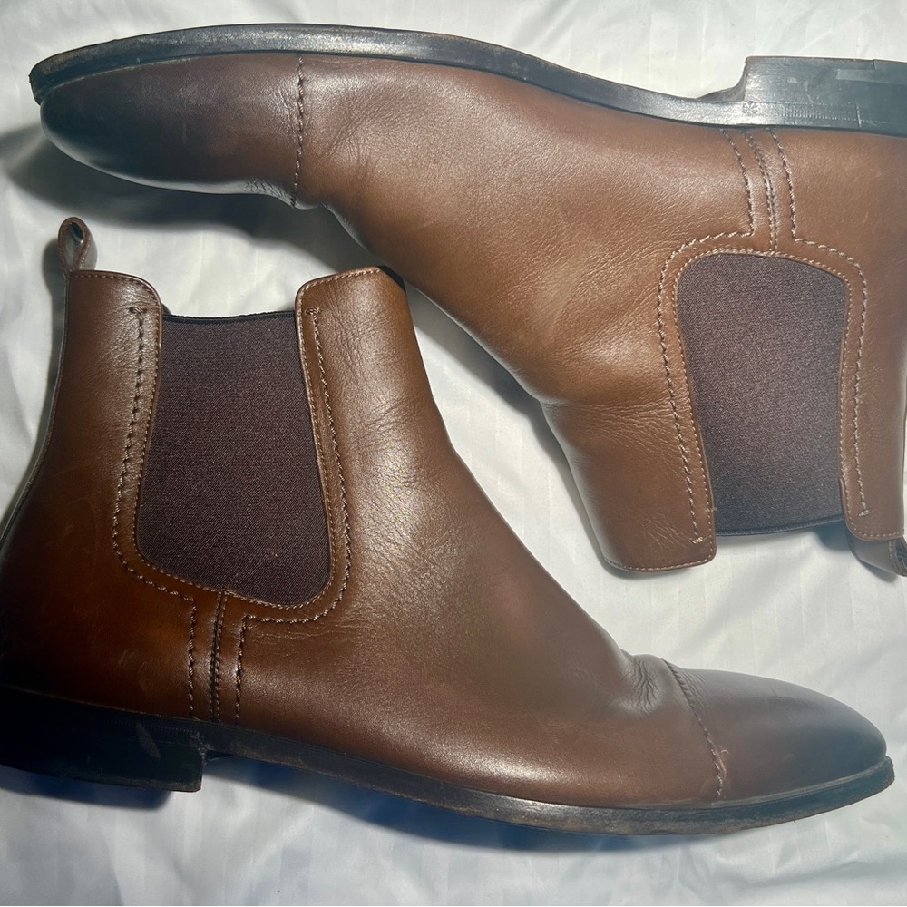 Ermenegildo Zegna Brown Leather Chelsea Boots